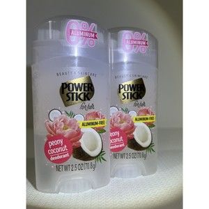 2 x Power Stick Deodorant Peony Coconut Aluminum Free 2.5oz/70.8g